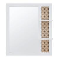 Koupelnové zrcadlo LISA bílé - bílá/přírodní barvy, Moderní, kompozitní dřevo/sklo (61/70/13cm) - Bessagi Home