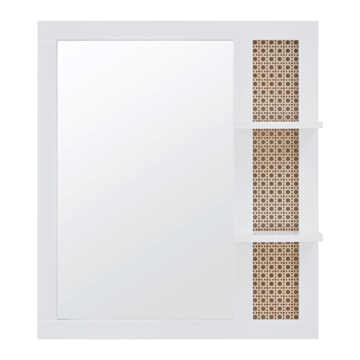 Koupelnové zrcadlo LISA bílé - bílá/přírodní barvy, Moderní, kompozitní dřevo/sklo (61/70/13cm) - Bessagi Home