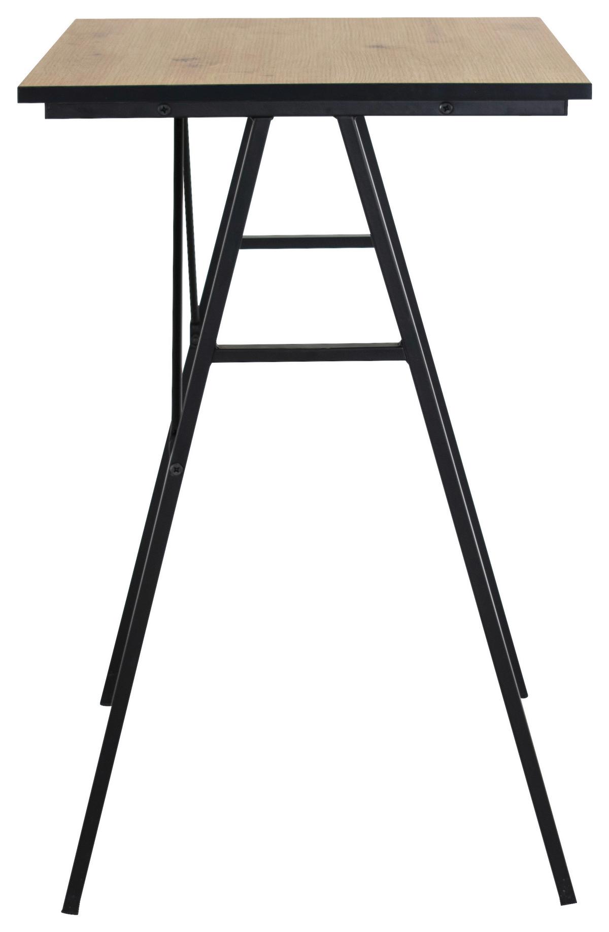 Písací stôl NIZZA - čierna/dub artisan, Modern, kov/kompozitné drevo (80/74/50cm)