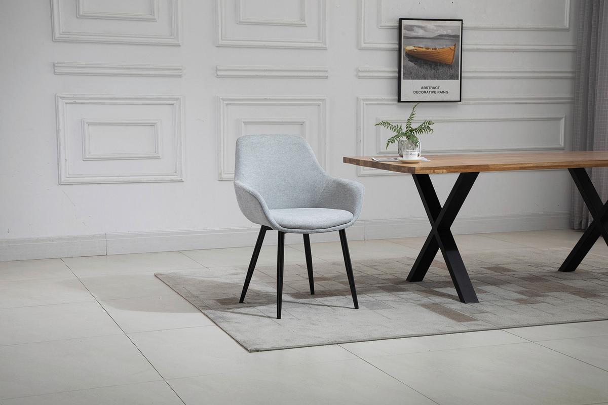 Armlehnstuhl-Set Hellgrau B: 64 cm - Hellgrau/Schwarz, MODERN, Textil/Metall (64/86/59cm) - Livetastic