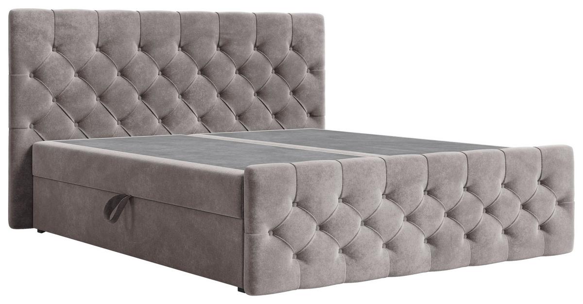 BOXBETT Karo Taupe 160x200cm - Taupe/Schwarz, MODERN, Holz/Kunststoff (160/200cm) - MID.YOU