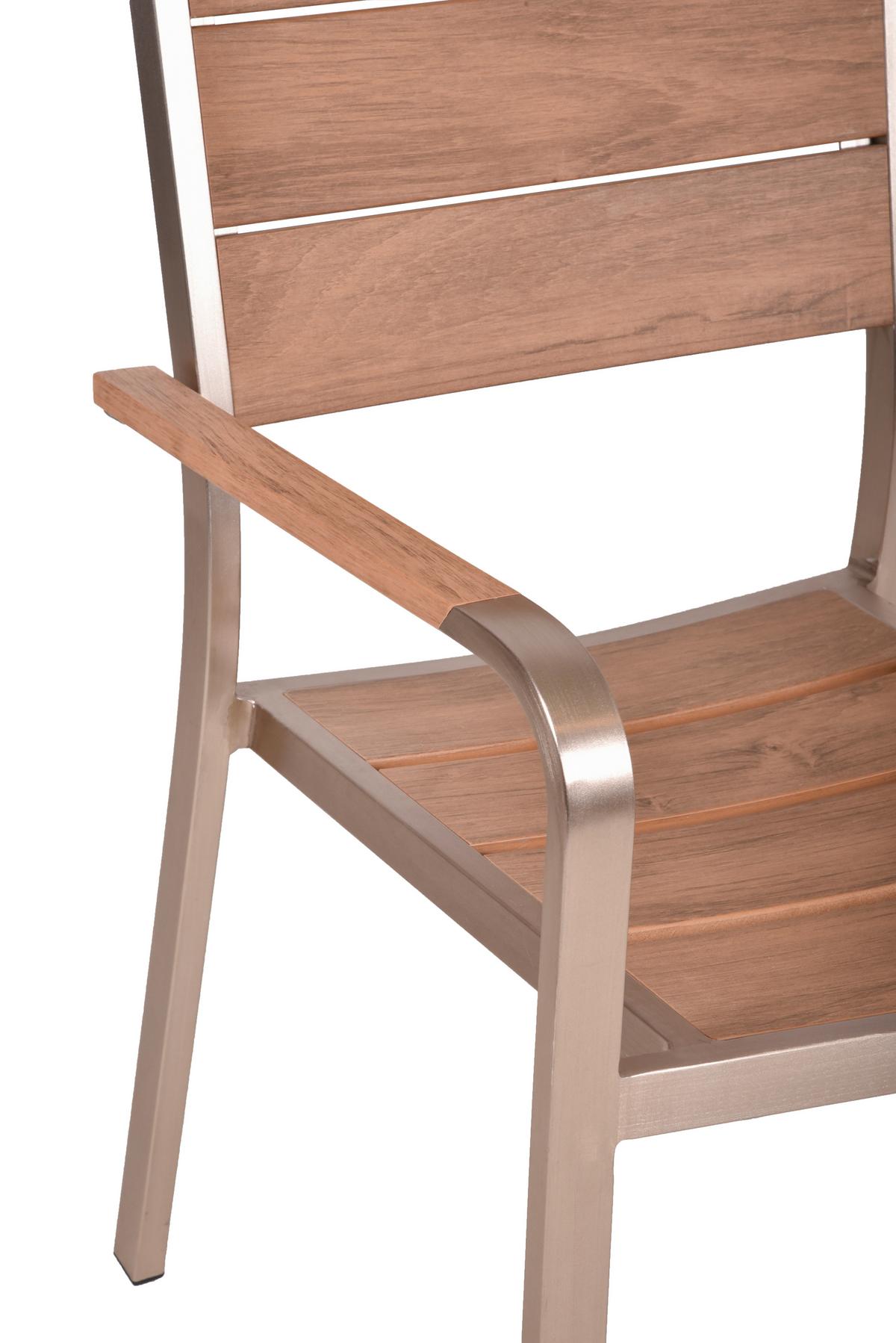 Gartenstuhl Set Florence Champagner-/Teakfarben - Champagner/Teakfarben, Basics, Kunststoff/Metall (55/85/60cm) - Gardenson