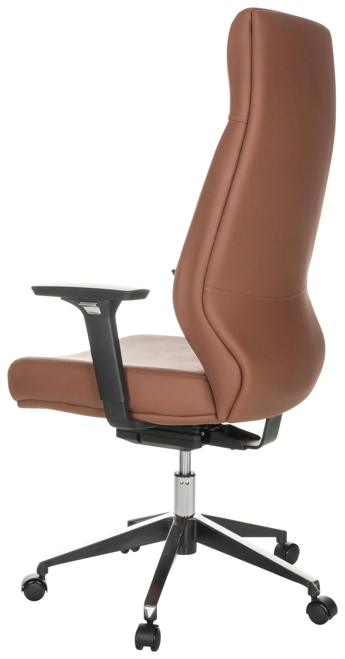 Drehstuhl Vitoro Eco - Schwarz/Braun, Basics, Leder/Kunststoff (68/123-130/68cm) - MID.YOU