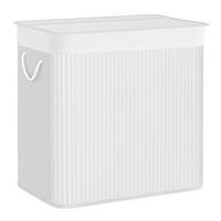 Wäschekorb Weiß B: 60 cm - Weiß, Basics, Naturmaterialien/Textil (60/61,5/40cm)