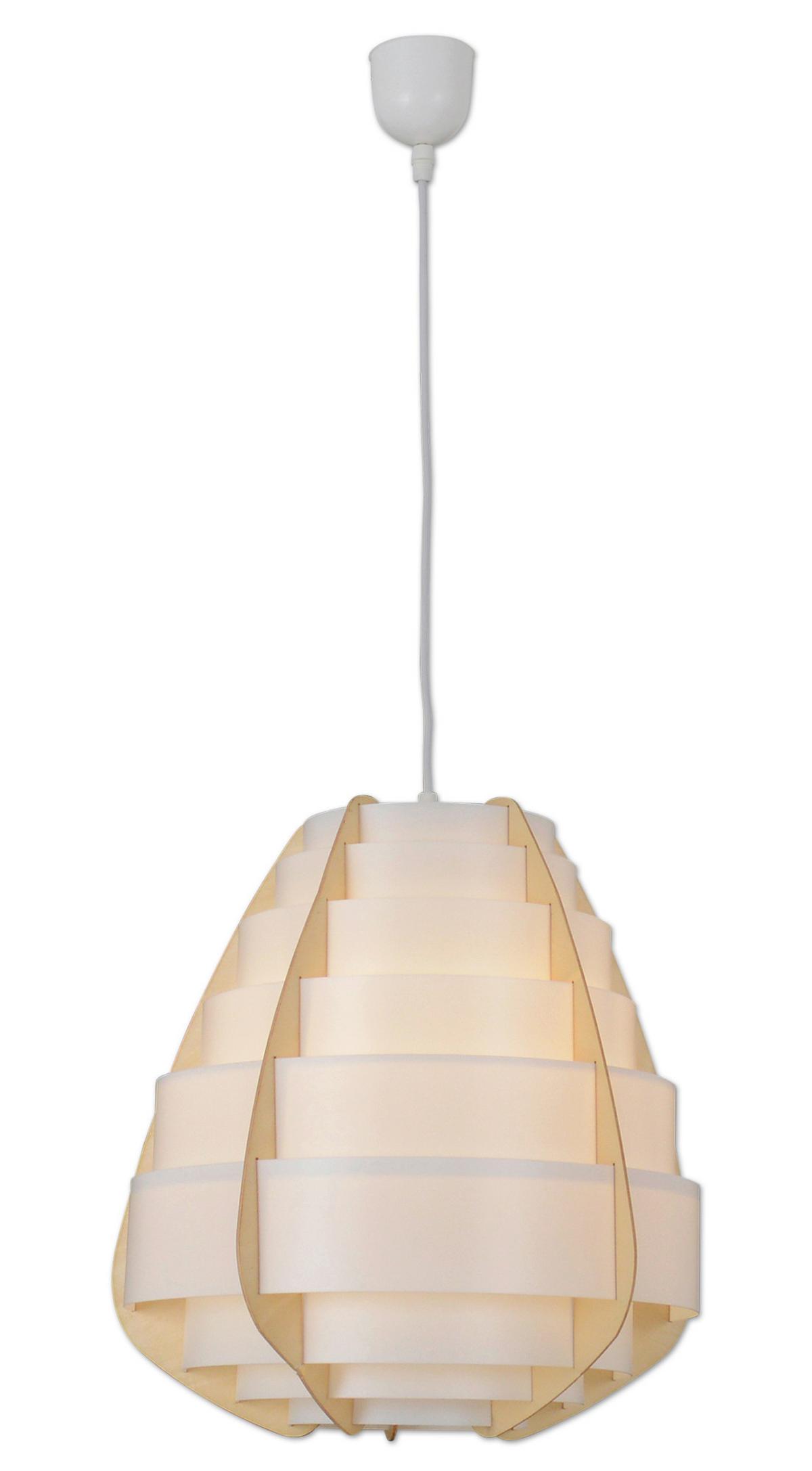 Hängeleuchte Malmö H: ca. 144 cm 1-flammig - Beige, Design, Holz/Kunststoff (37/36cm) - Näve