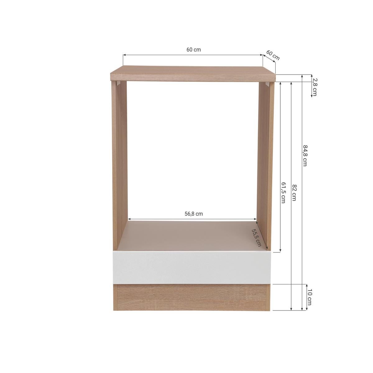 Herdumbauschrank Merle Weiß, Eiche Dekor B:60cm - Eichefarben/Weiß, Basics, Holzwerkstoff (60/84,8/60cm) - Respekta