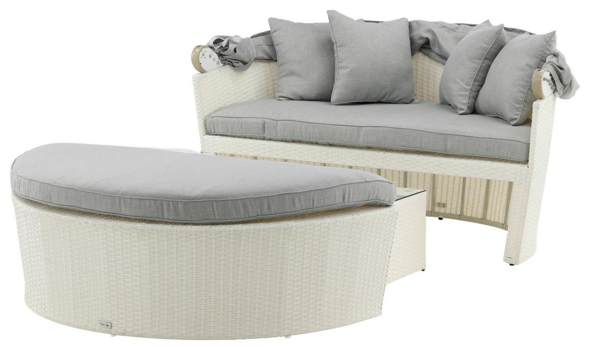 Sonneninsel Padova - Weiß, KONVENTIONELL, Kunststoff (153/72/76cm) - Gardenson