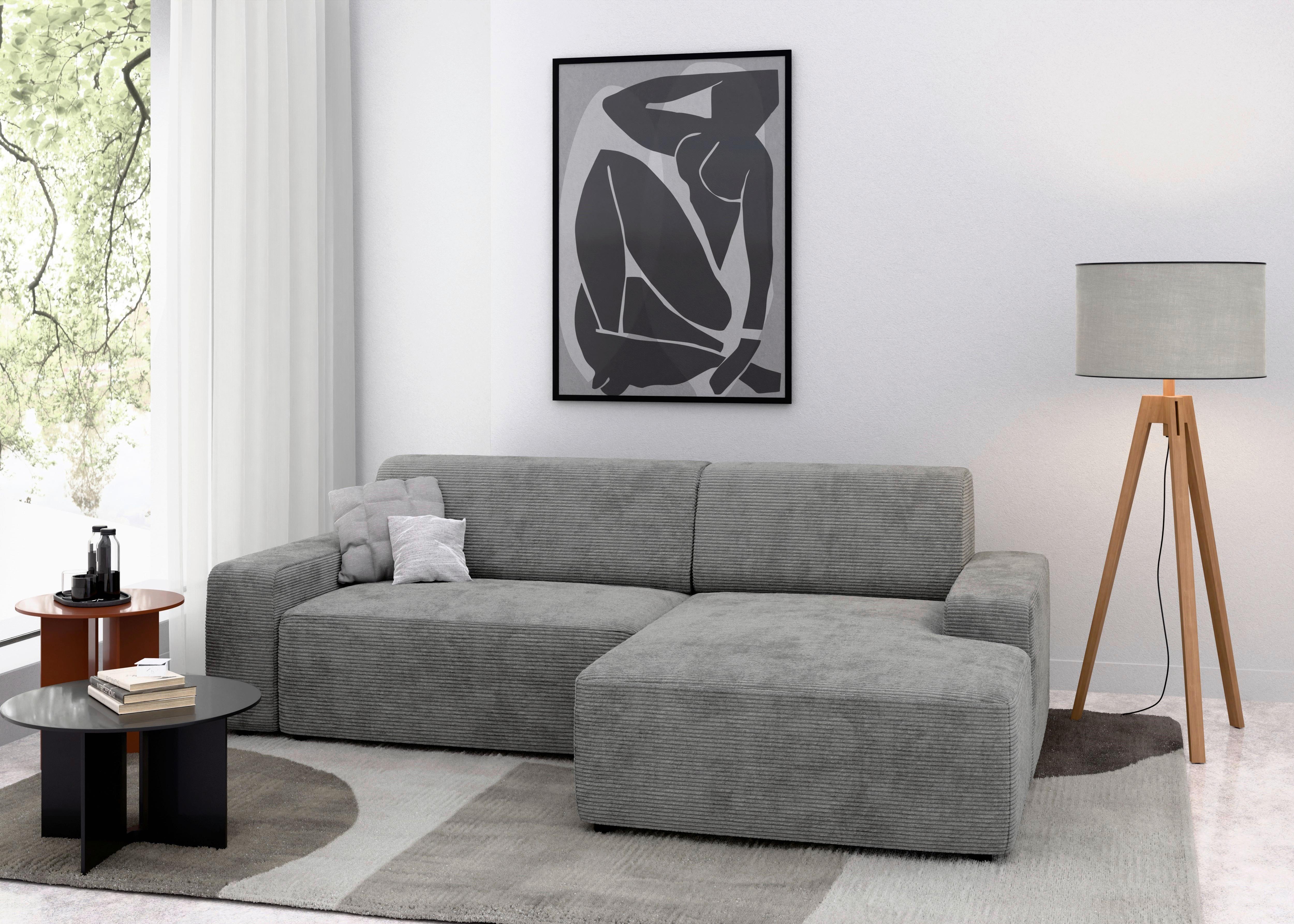 Ecksofa Wien, Grau S: 246x162 cm - Schwarz/Grau, MODERN, Textil (246/162cm) - Trendmanufaktur