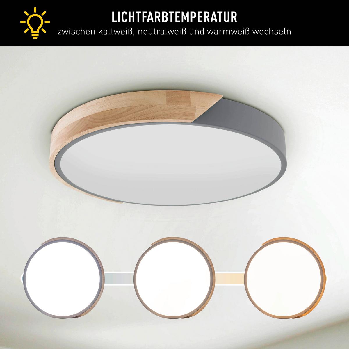 LED-Deckenleuchte 1414316 Borneo - Eichefarben/Transparent, Natur, Holz/Kunststoff (52/5.5cm) - Näve