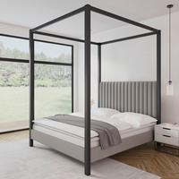 Čalúnená posteľ MONA 180x200, sivá - svetlohnedá/čierna, Modern, kov/drevo (180/200cm) - Bessagi Home