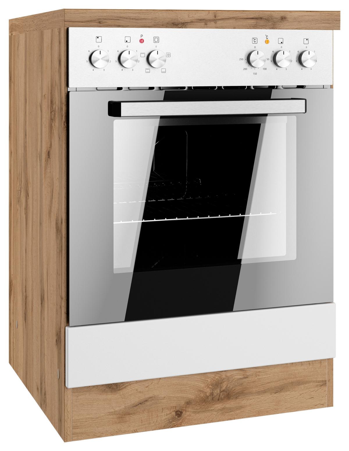 Herdumbauschrank Meran B: 60 Cm Weiß/eiche Dekor - Eiche Wotan/Weiß, LIFESTYLE, Holzwerkstoff (60/86/60cm) - Held