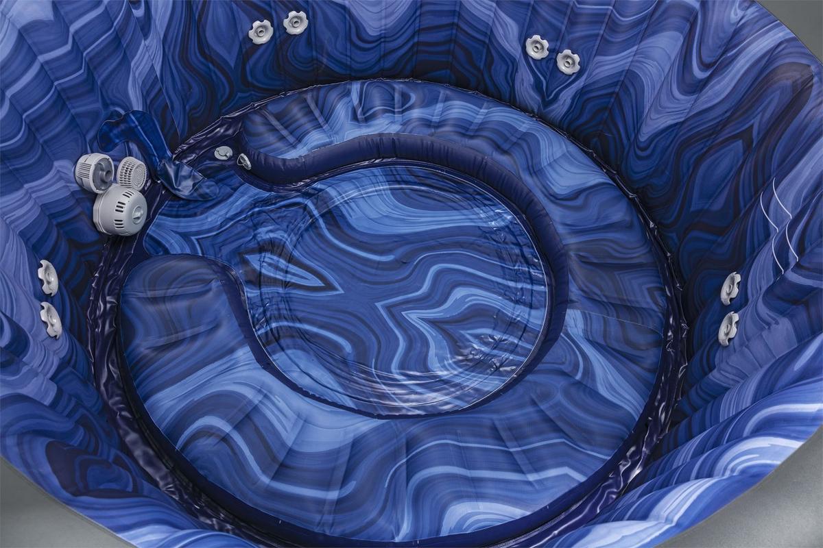 Whirlpool Aufblasbar Santorini Ø 216 X H: 80 cm - Blau/Weiß, KONVENTIONELL, Kunststoff (216/80cm) - Bestway