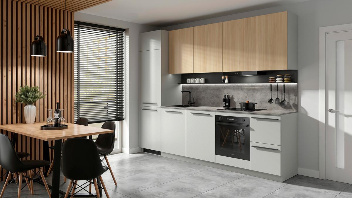 Küchenleerblock Milino Medium A-Chg-Sbe - Eichefarben/Graphitfarben, Basics, Holzwerkstoff (285cm) - Visiona