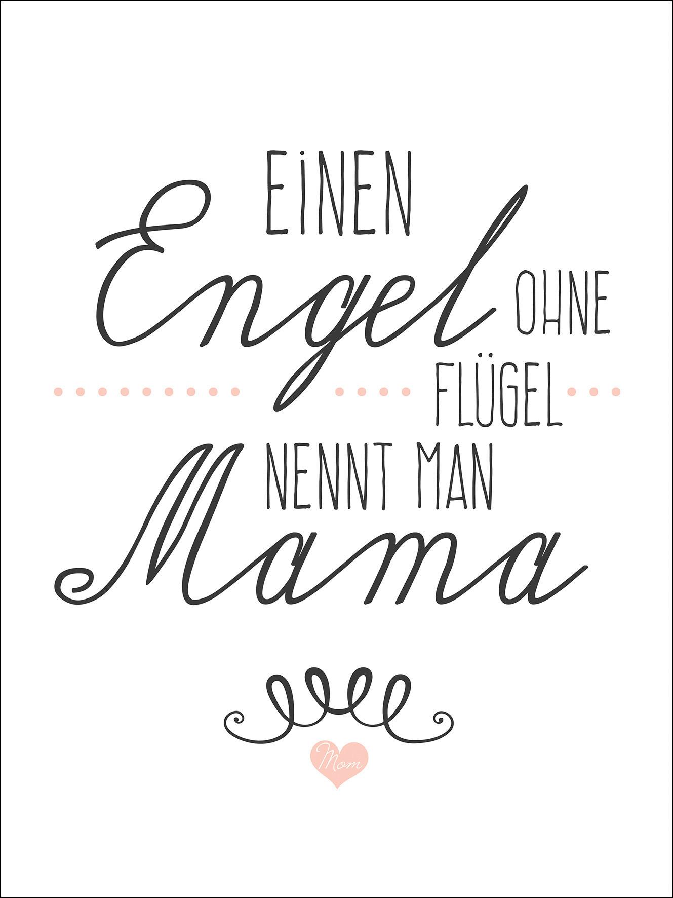 Wandbild Mama Spruch Weiß/Natur 29x39 cm - Schwarz/Rosa, MODERN, Papier/Holzwerkstoff (29/39/1,1cm)