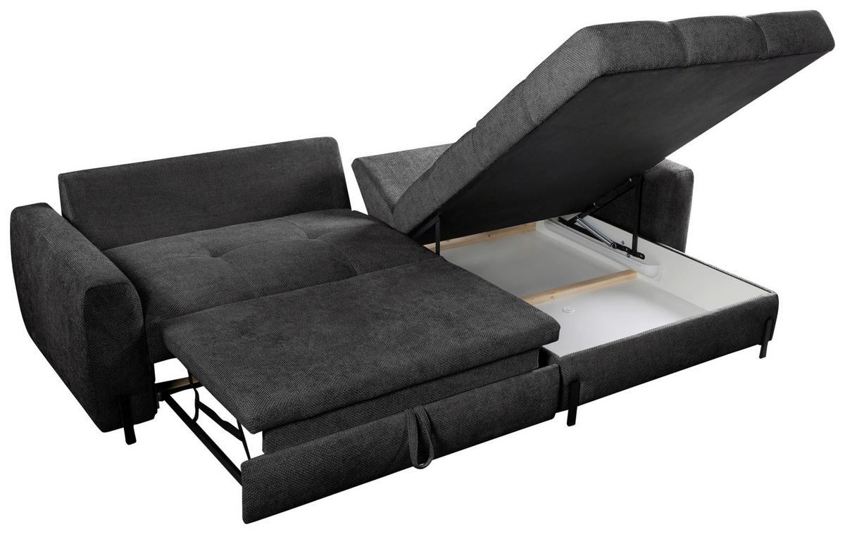 Ecksofa Naomi Anthrazit/Schwarz, 265 cm - Anthrazit/Schwarz, Design, Textil (265/162cm) - MID.YOU