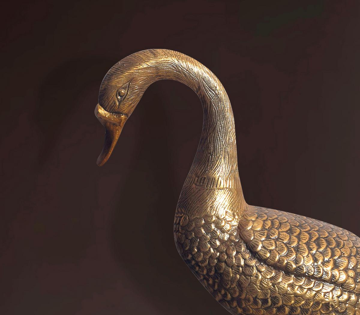 Dekotier Gans B: 46 cm - Goldfarben, Design, Metall (46/42/19cm) - Livetastic