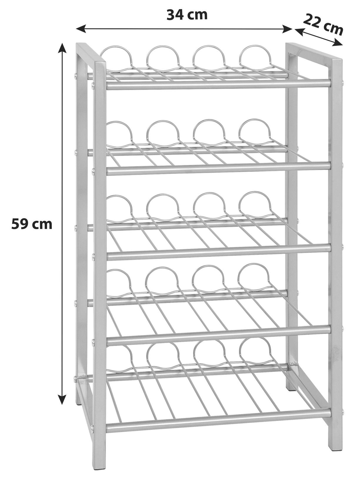 Weinregal Metall Alufarben 35 Flaschen Bxh: 34x59 Cm - Alufarben, MODERN, Metall (34/59/22cm)