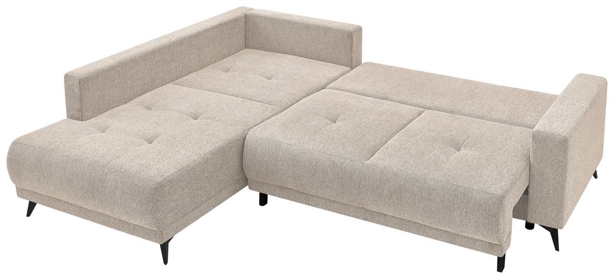 Ecksofa Texas Recr-Links Beige S: 203x259 cm - Beige/Schwarz, KONVENTIONELL, Holz (203/259cm)