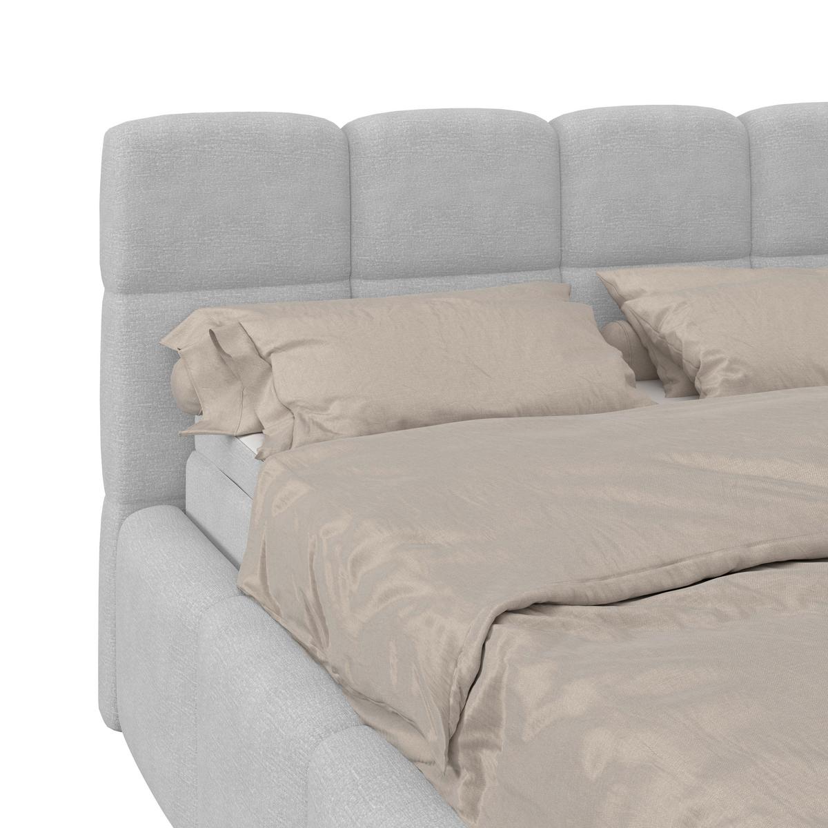 Polsterbett Noe Hellgrau 140x200 Cm - Hellgrau/Schwarz, Trend, Textil/Metall (140/200cm)