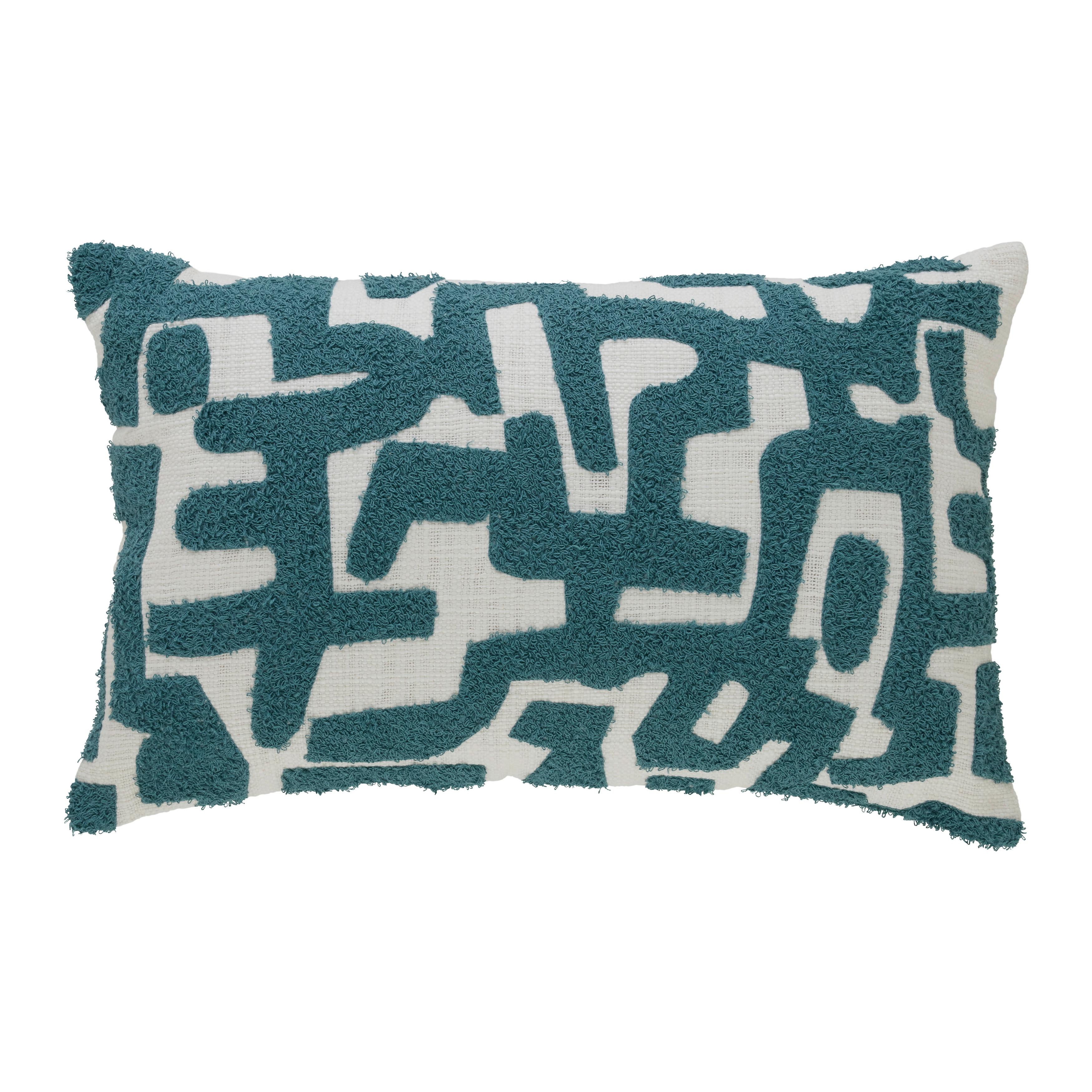 Dekorační polštář Silva, 30/50cm, bílá/tyrkysová - bílá/tyrkysová, Moderní, textil (30/50cm) - Modern Living
