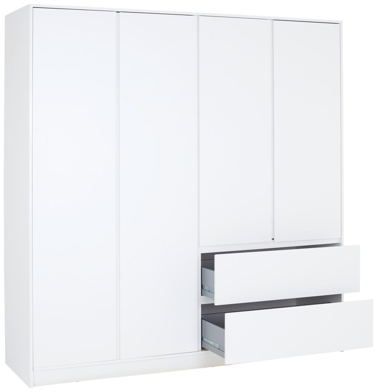 Kleiderschrank Basit - Weiß, KONVENTIONELL, Holzwerkstoff (195/205,5/56,6cm)