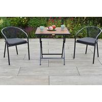 Balkonmöbel Set Delos 5 -Teilig. aus Holz, Metall - Graphitfarben/Grau, KONVENTIONELL, Holz/Textil - Gardenson