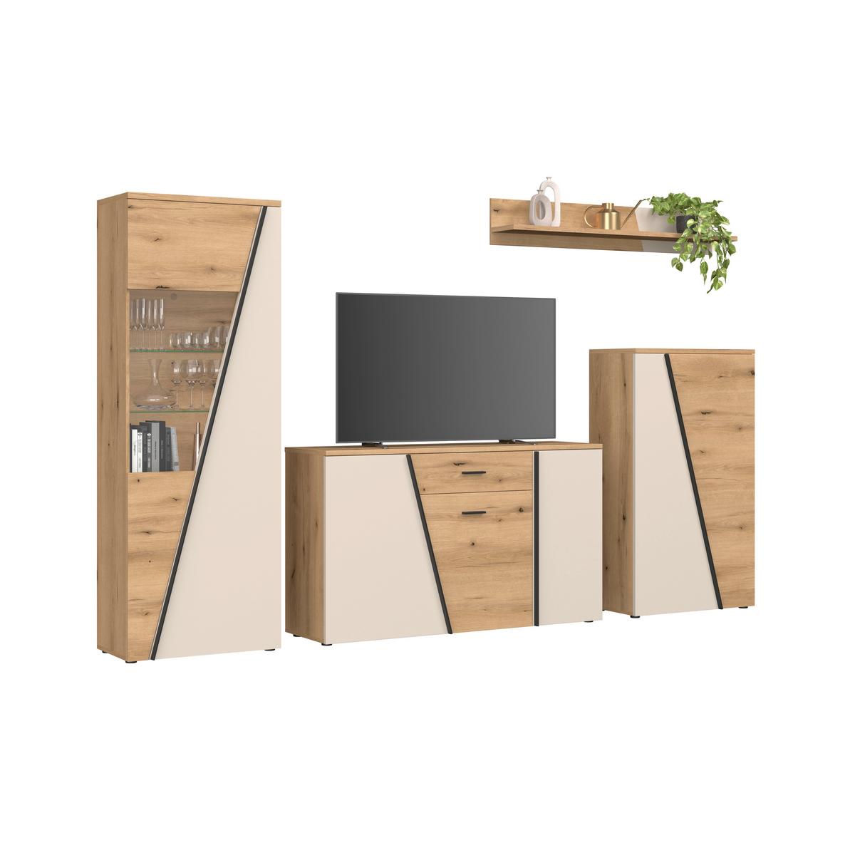 Sideboard Venedig NEW Eichefarben/Kaschmir B: 150 cm - Kaschmir/Eichefarben, MODERN, Holzwerkstoff (150/87/40cm)