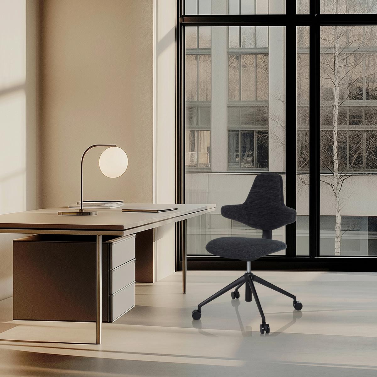 Drehstuhl Paliano Schwarz B: 58 cm - Schwarz, MODERN, Kunststoff/Textil (58/87 - 97/57cm) - MID.YOU