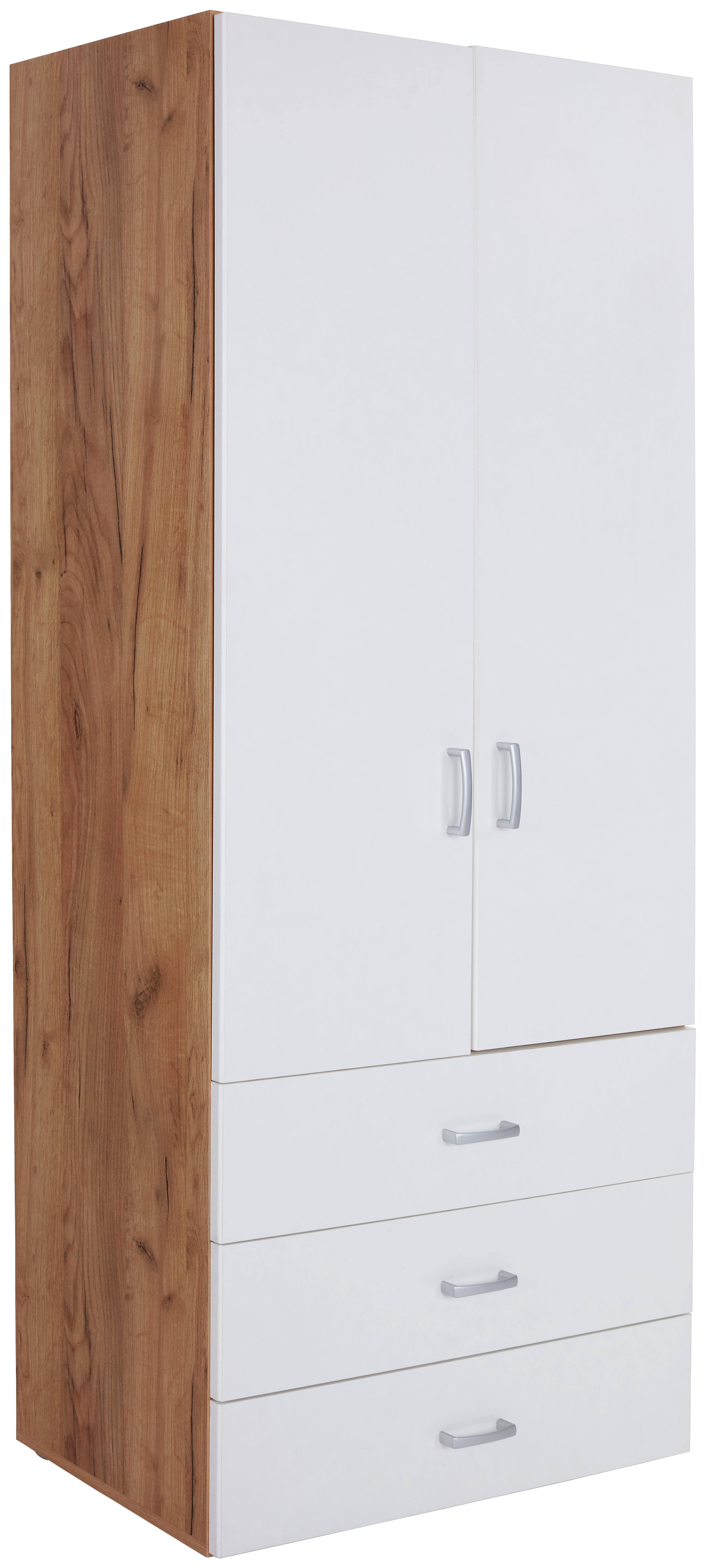 Szekrény Tio - Tölgyfa/Fehér, modern, Faalapú anyag (80/183/37,5cm)