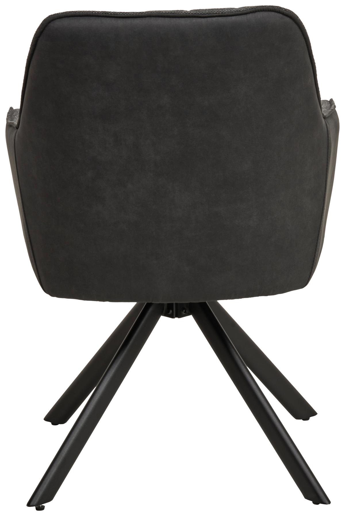 Armlehnstuhl Julie Grau, Sitzfläche 360° Drehb. - Schwarz/Grau, KONVENTIONELL, Holz/Textil (57/84/63cm) - Livetastic