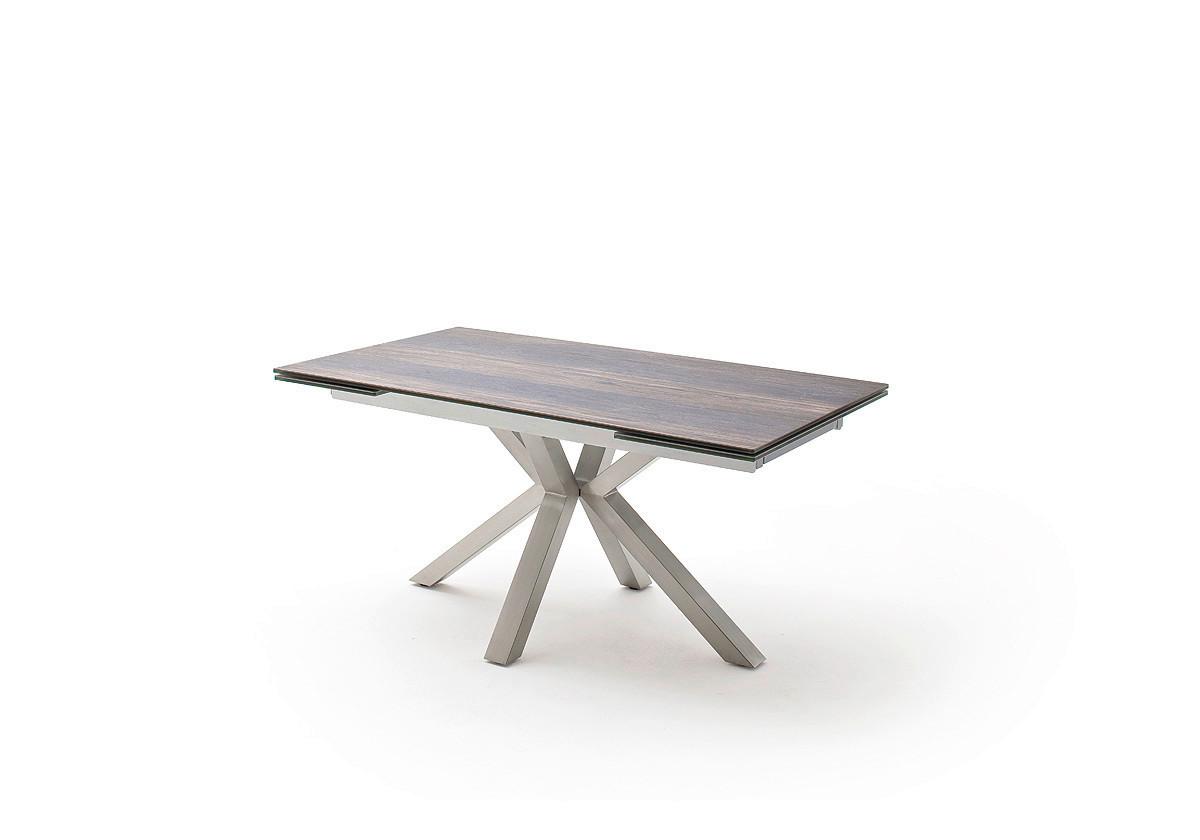 Ausziehtisch Nagano 160 Az 160-240x76x90 Cm Braun - Edelstahlfarben/Braun, Trend, Keramik/Metall (160-240/76/90cm)