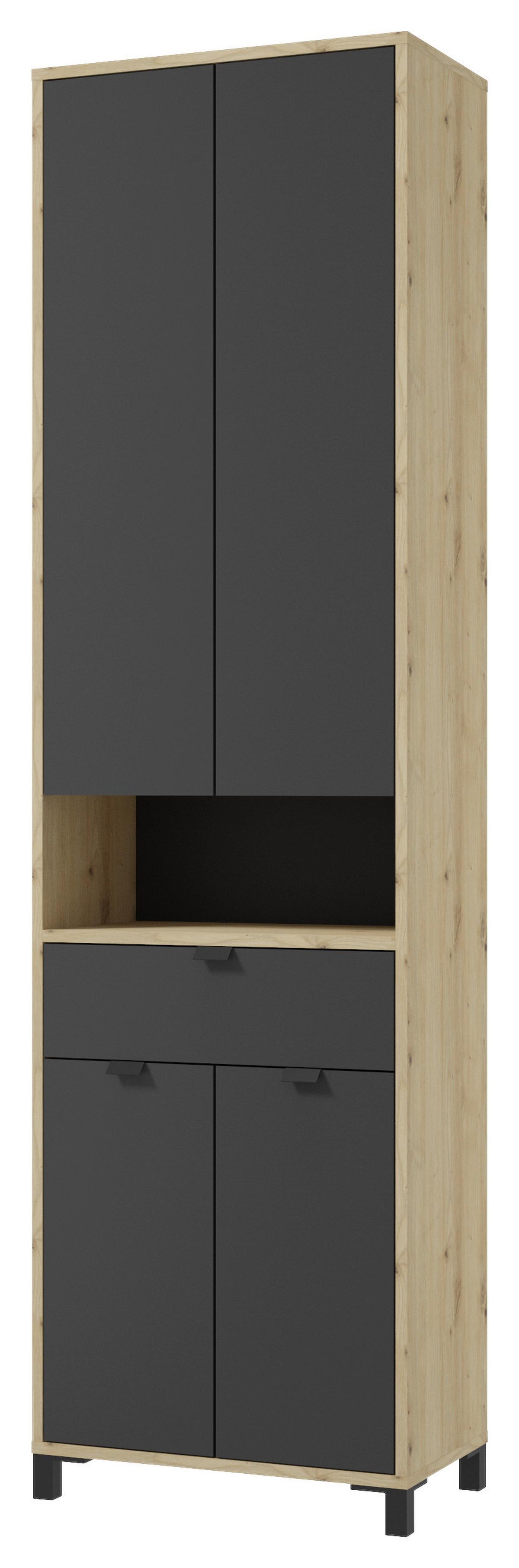 Badezimmer Hochschrank Amora 54x193 cm Anthrazit/Eiche - Eichefarben/Anthrazit, Basics, Holzwerkstoff (54/193/31cm) - MID.YOU