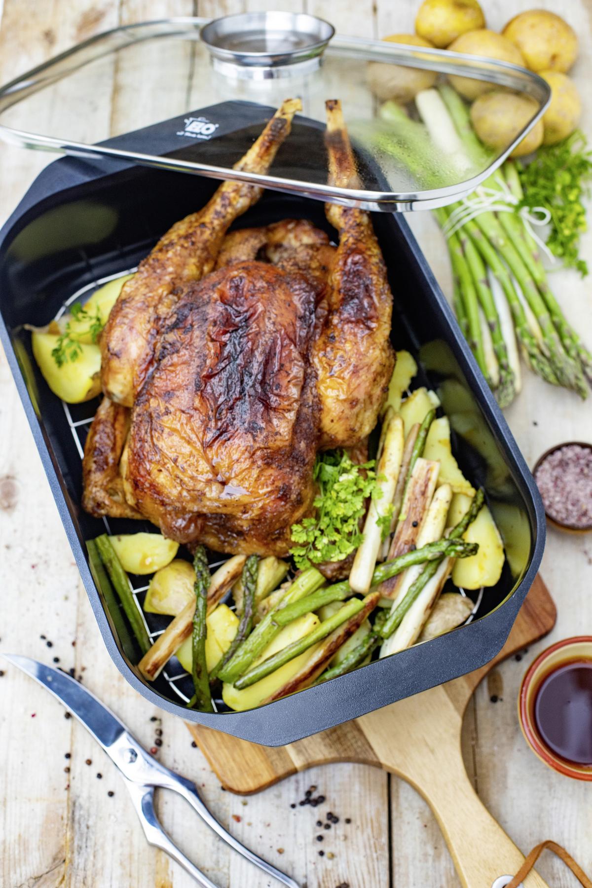 Bräter Mit Deckel Pure Trend Bxhxt: Ca. 26,5x13,5x40 Cm - Transparent/Schwarz, Basics, Glas/Metall (26,5/13,5/40cm)