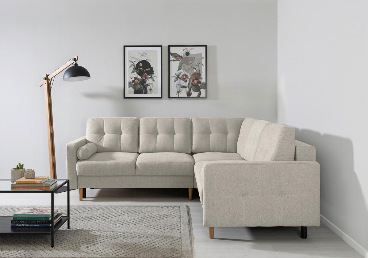 Ecksofa Noret, Beige S: 242x242 Cm - Beige/Buchefarben, Design, Textil (242/242cm) - MID.YOU