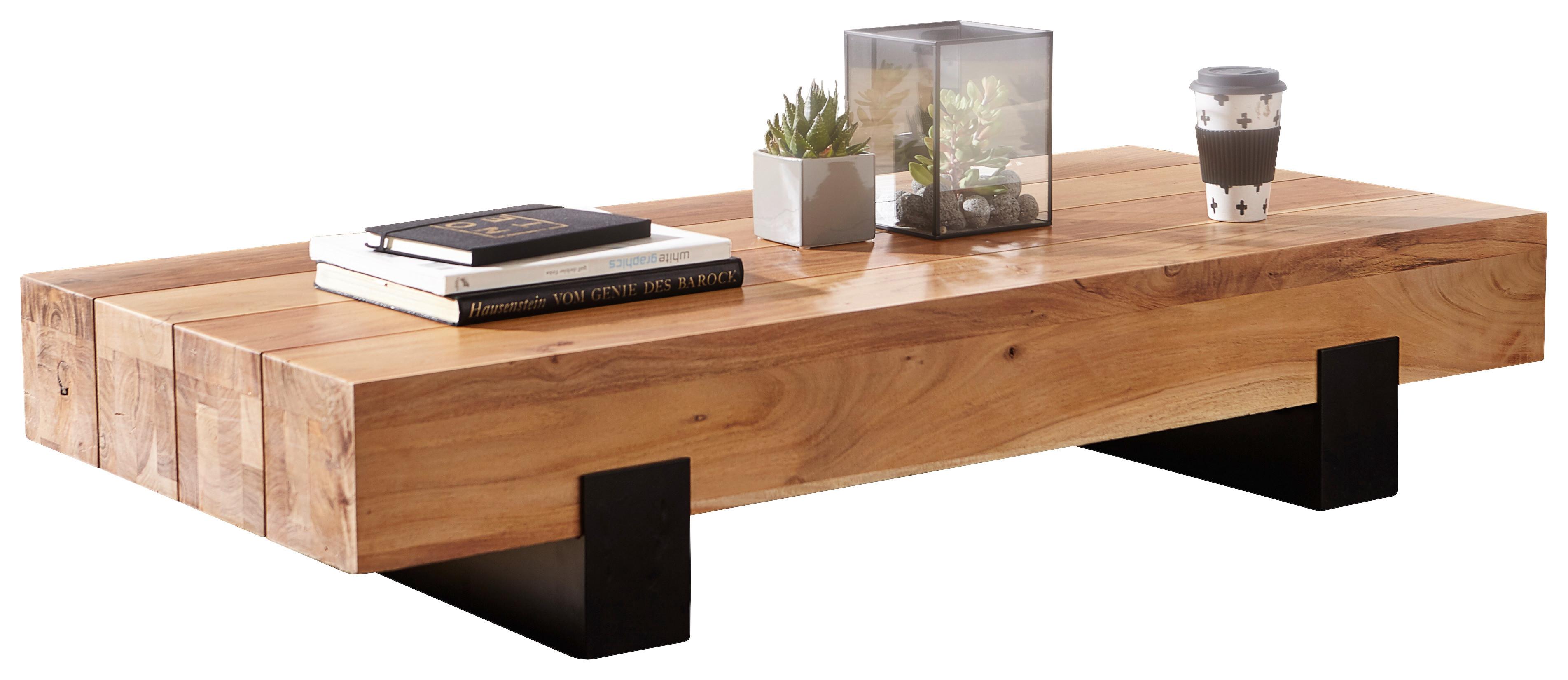 Couchtisch Wl5.602 - Schwarz/Akaziefarben, Design, Holz/Metall (130/59/25cm) - MID.YOU