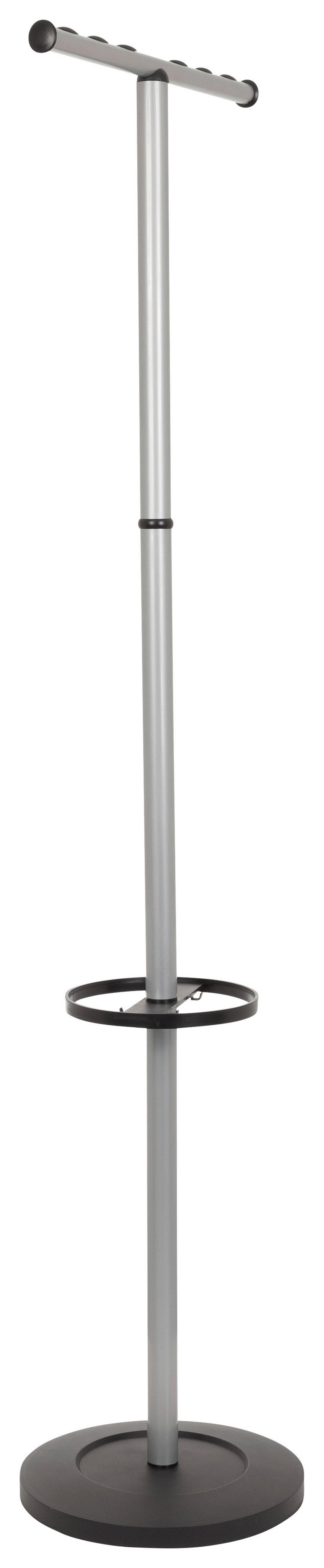 Kleiderständer Space I Schwarz /Silber Stahl 2 Haken H: 172cm - Silberfarben/Schwarz, MODERN, Stein/Metall (49/172/35cm) - MID.YOU