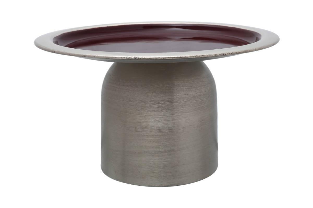 Tortenplatte Rund Eisen Art Deco D: 24,5 cm - Pflaume/Silberfarben, Trend, Metall (24,5/14cm) - Kayoom