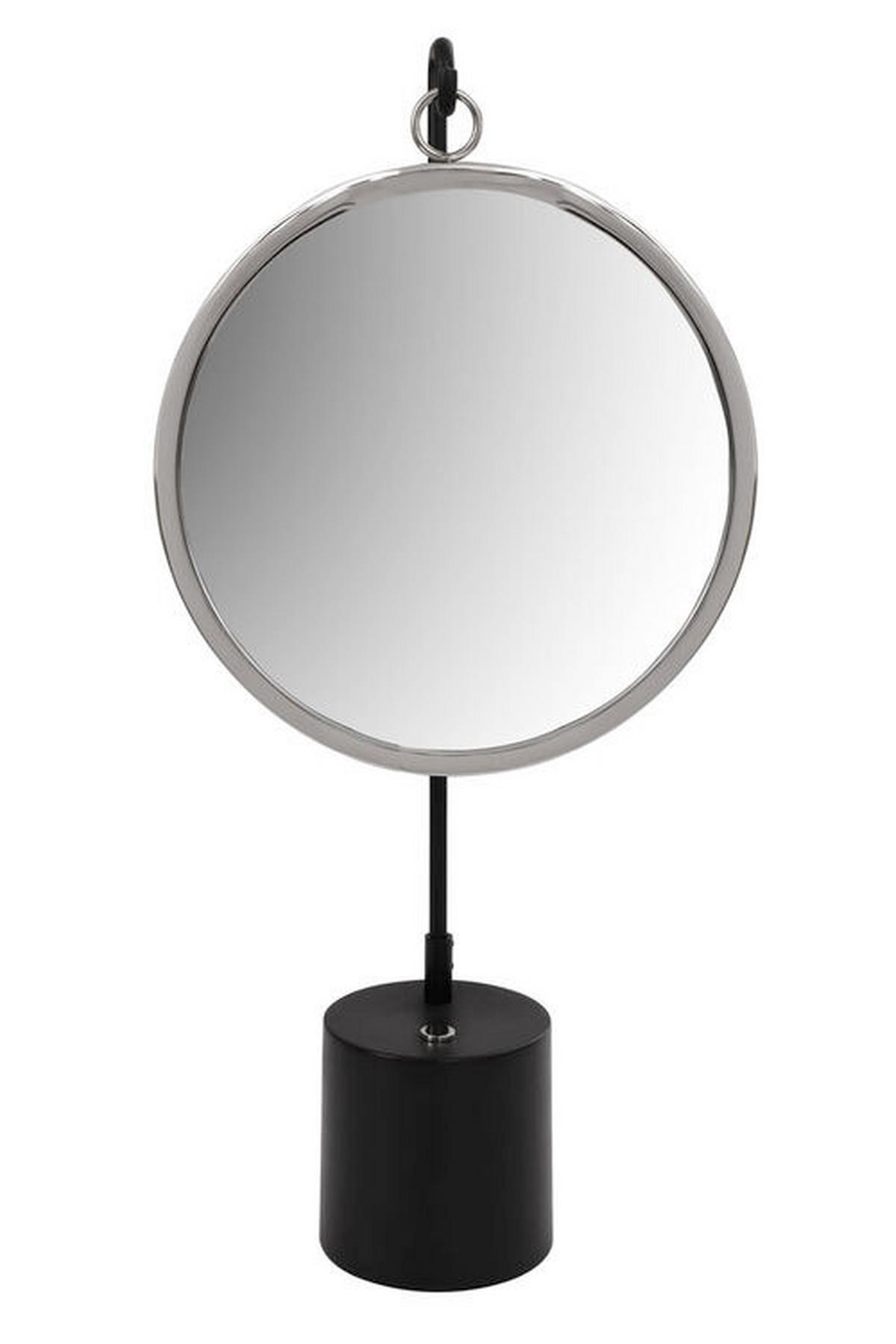 Tischspiegel Eleganca 65 Cm Metall Schwarz/silberfarben - Silberfarben/Schwarz, MODERN, Glas/Metall (30/65/13cm) - Kayoom