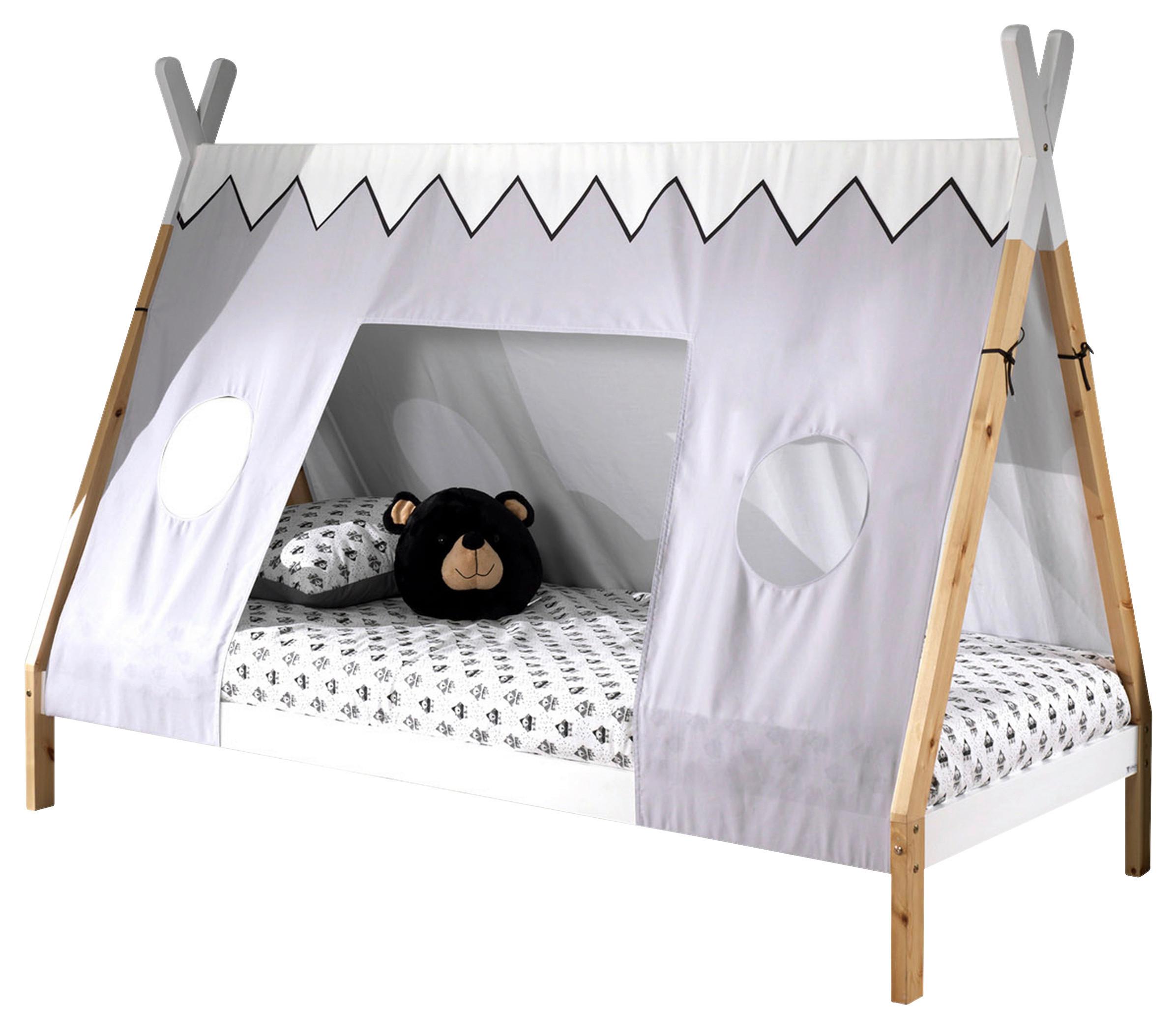 Hausbett Tipi Weiß Lackiert 90x200cm - Weiß/Kieferfarben, MODERN, Holz (90/200cm) - MID.YOU
