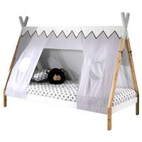 Hausbett Tipi Weiß Lackiert 90x200cm - Weiß/Kieferfarben, MODERN, Holz (90/200cm) - MID.YOU