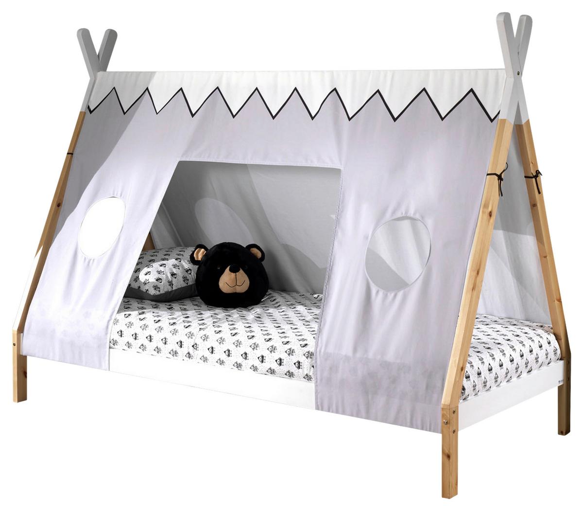 Hausbett Tipi Weiß Lackiert 90x200cm - Weiß/Kieferfarben, MODERN, Holz (90/200cm) - MID.YOU