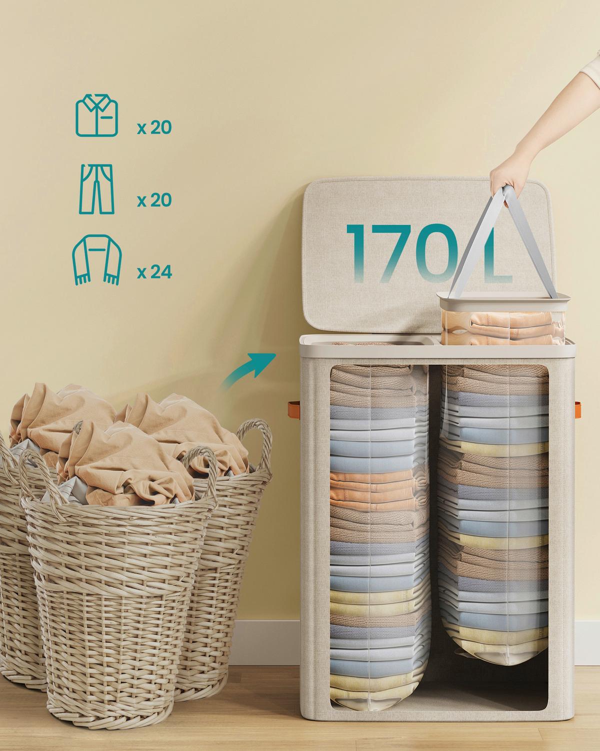 Wäschekorb Cappuccino B: 56 cm - Cappuccino, Basics, Papier/Holzwerkstoff (56/75/40cm)