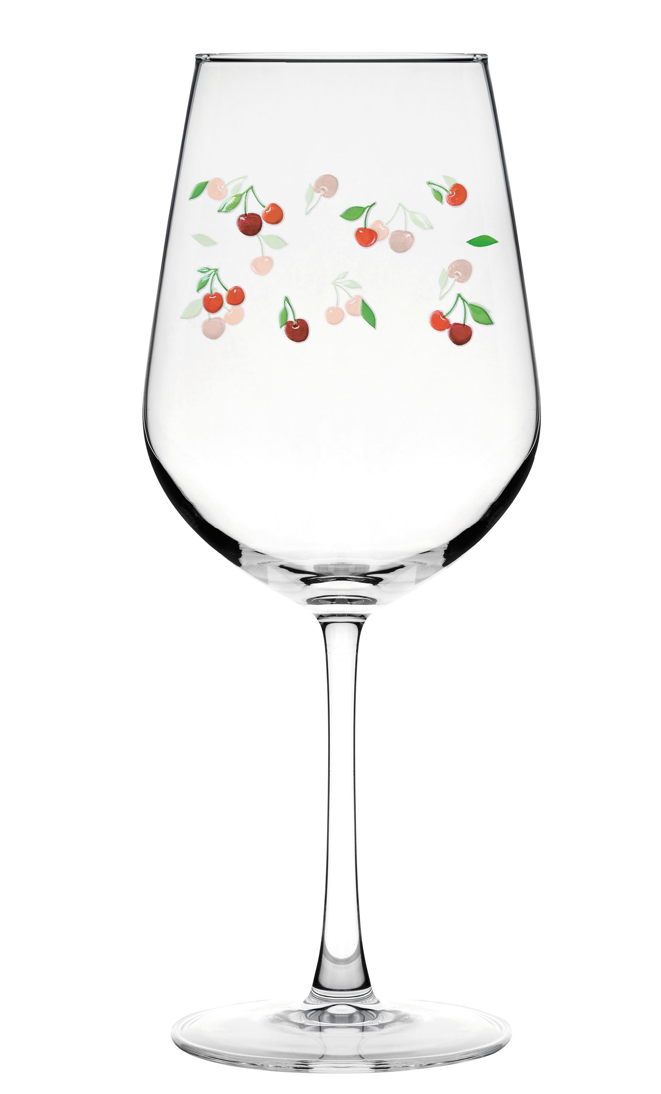 Weinglas klar/Rot/Grün Cherry ca. 530 ml - Klar/Rot, Design, Glas (9/22,3cm) - Luca Bessoni