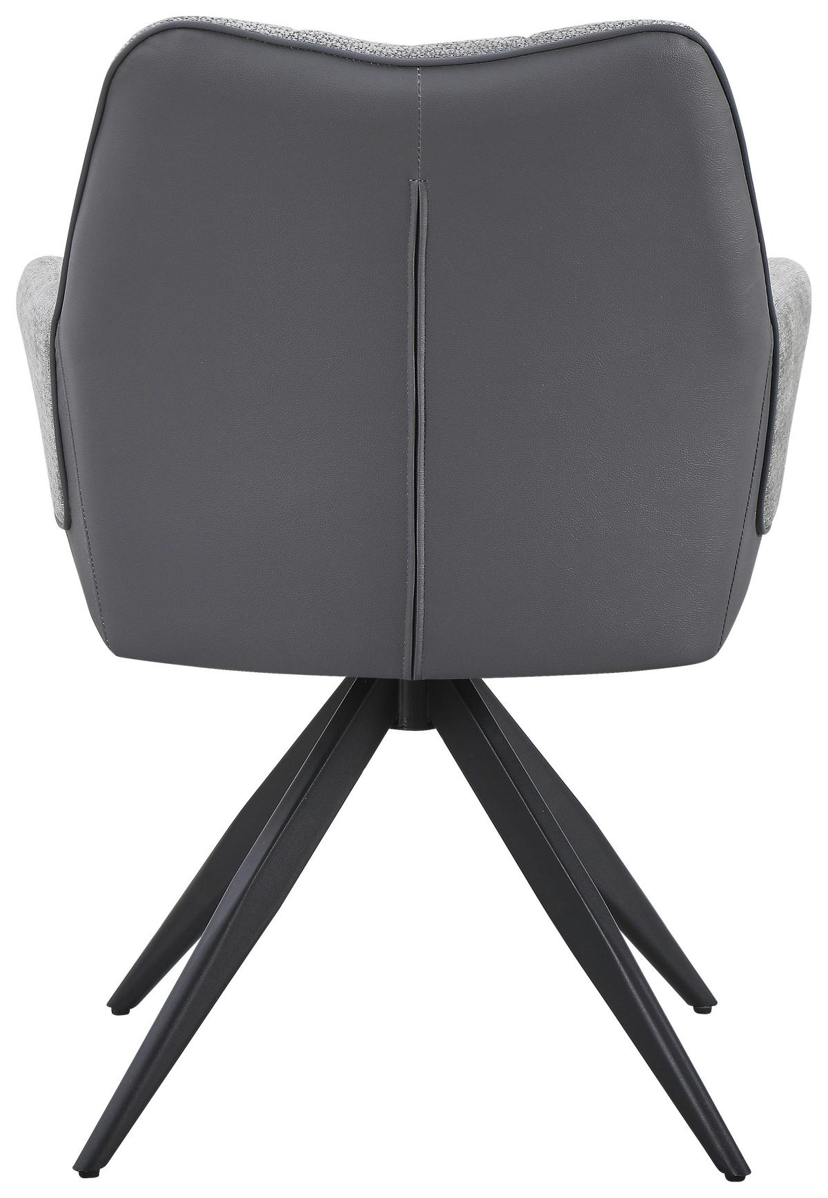 Armlehnstuhl Caro Chenille grau, B: 66cm - Schwarz/Grau, Trend, Textil/Metall (66/87/62cm)