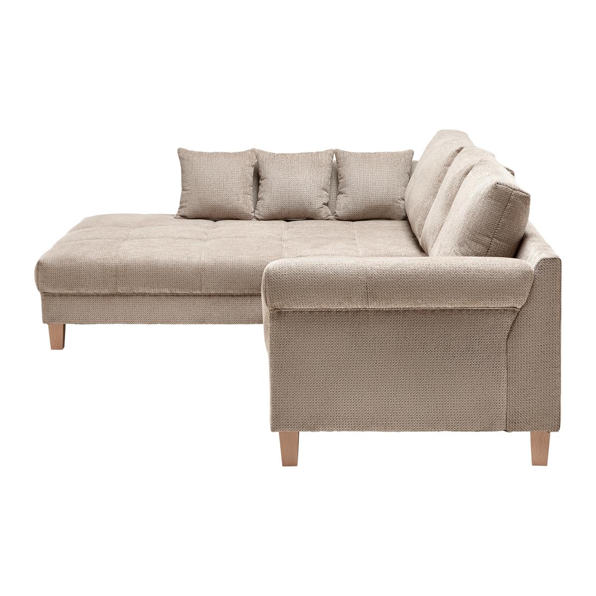 Rohová sedačka PALERMO, levá, béžová žinylka - barvy buku/béžová, Moderní, dřevo/textil (203/69-94/306cm) - Mömax