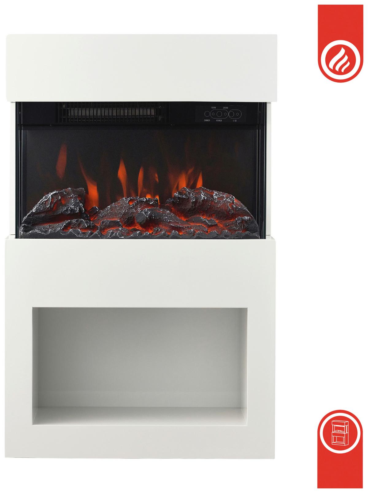 Elektrokamin Henri - Weiß, Basics, Glas/Metall (48,0/75,0/21,7cm)