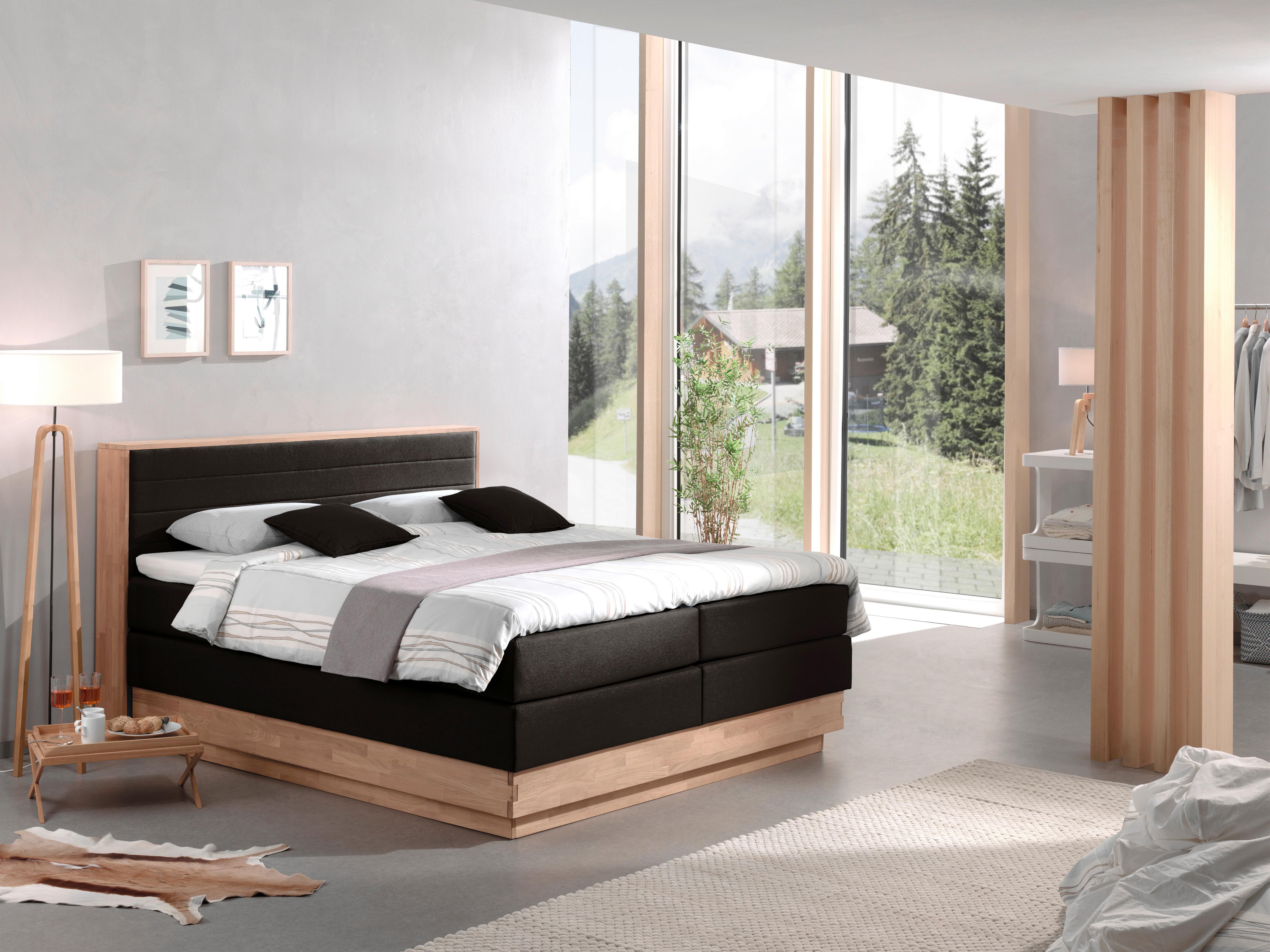 Boxspringbett mit Topper & Bettkasten 180x200 Moneta - Eichefarben/Schwarz, MODERN, Holz/Textil (180/200cm) - MID.YOU
