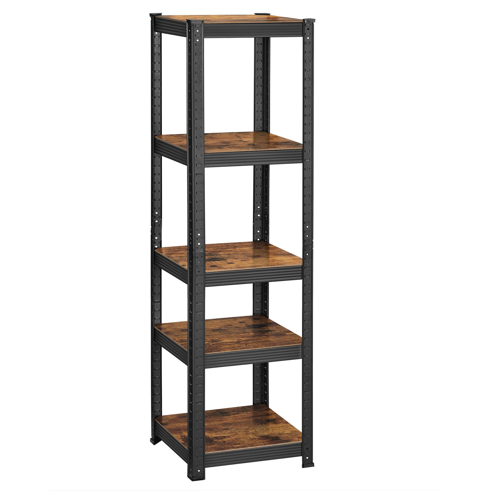 Stojací regál IRON - černá/hnědá, Basics, kompozitní dřevo (37/150/37cm) - Boxxx