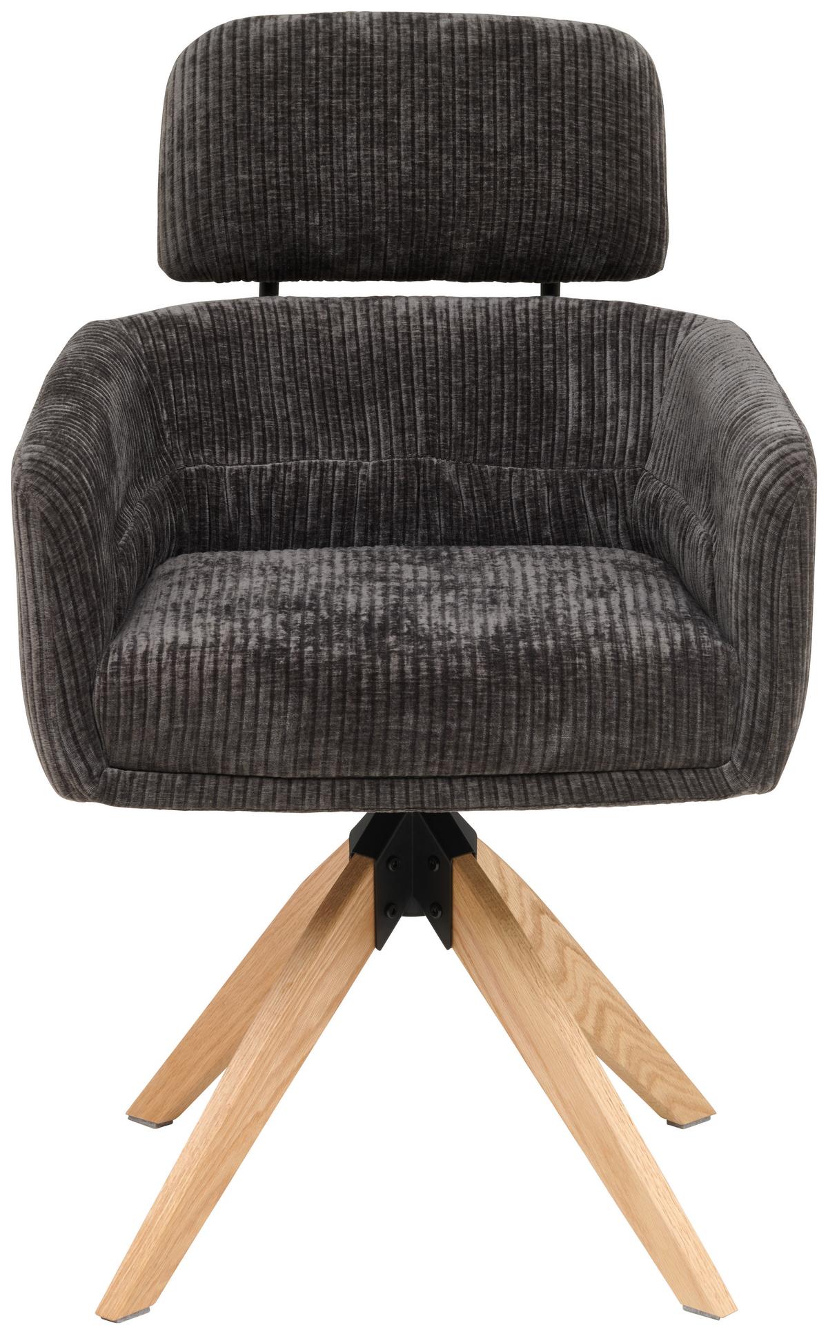 Armlehnstuhl Mattis Cord Anthrazit, B: 60 cm - Anthrazit/Naturfarben, KONVENTIONELL, Holz/Textil (60/90/69cm) - Livetastic