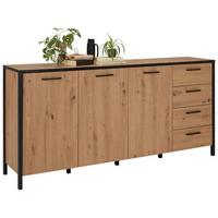 ŠIROKÁ KOMODA KIRIKUS - černá/barvy dubu, Lifestyle, kompozitní dřevo/plast (184,5/89,5/40,2cm) - Mömax